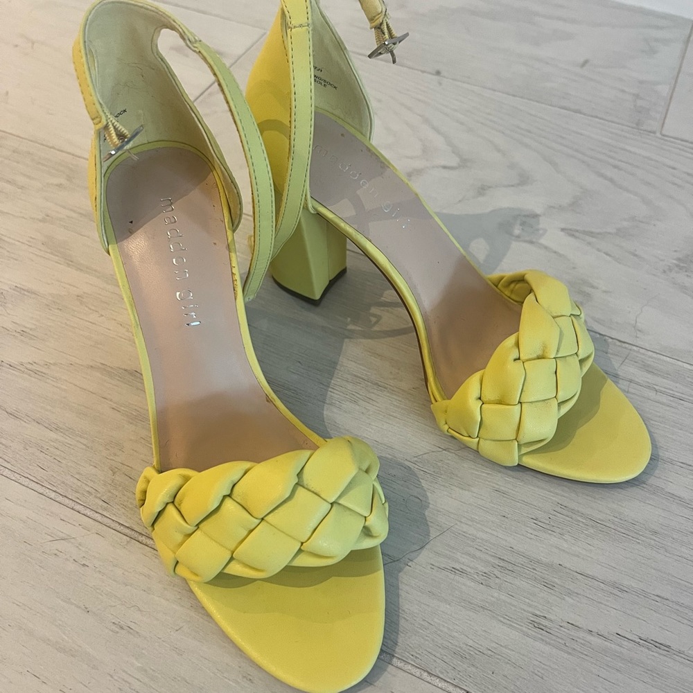 Yellow braided sandals NWOT